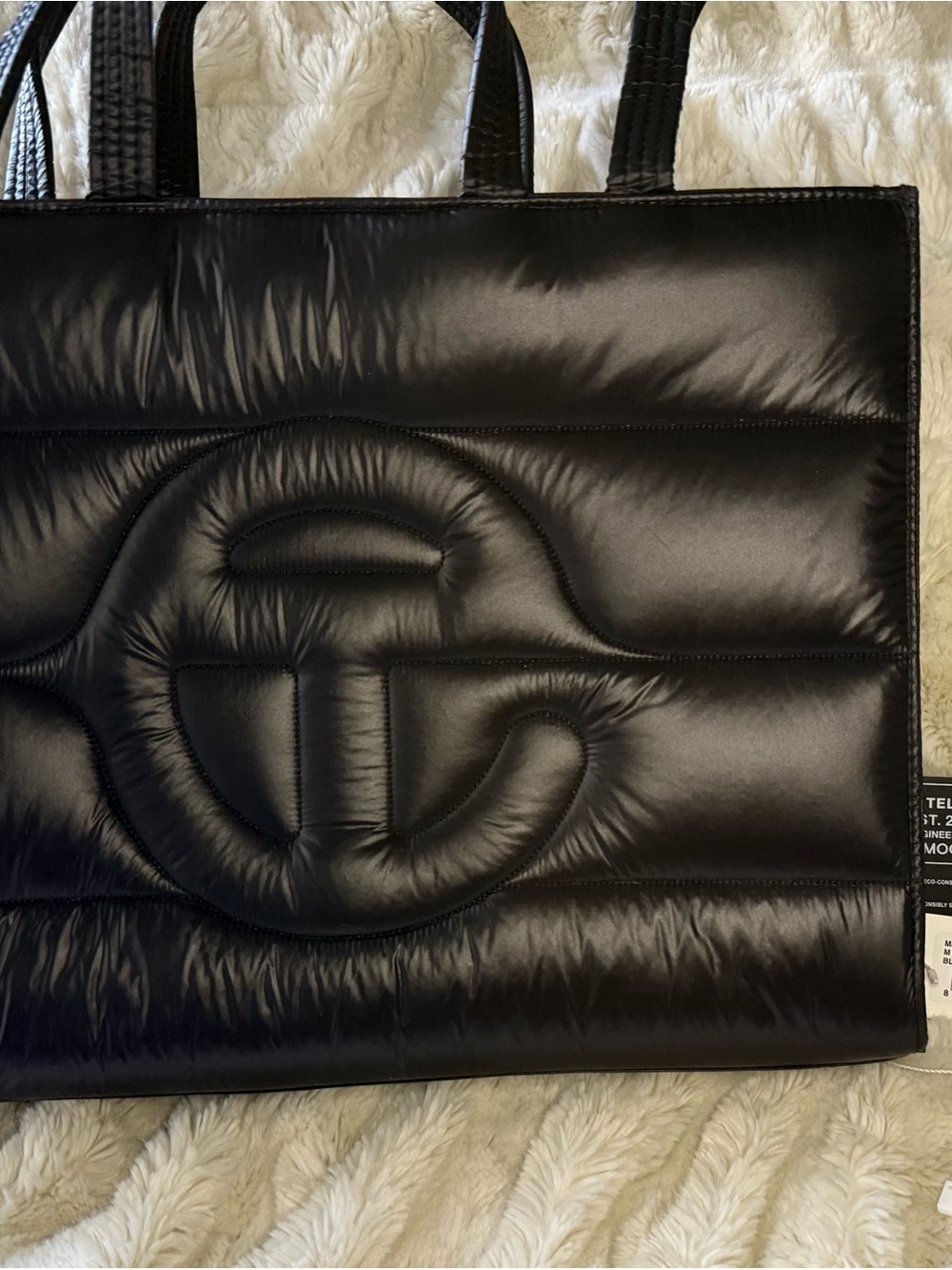 Telfar Black Quilted Puffy Tote